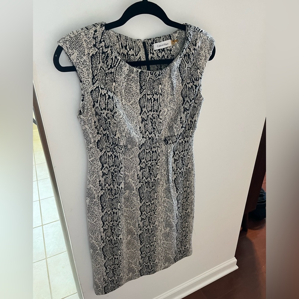 Calvin Klein black and white snakeskin dress